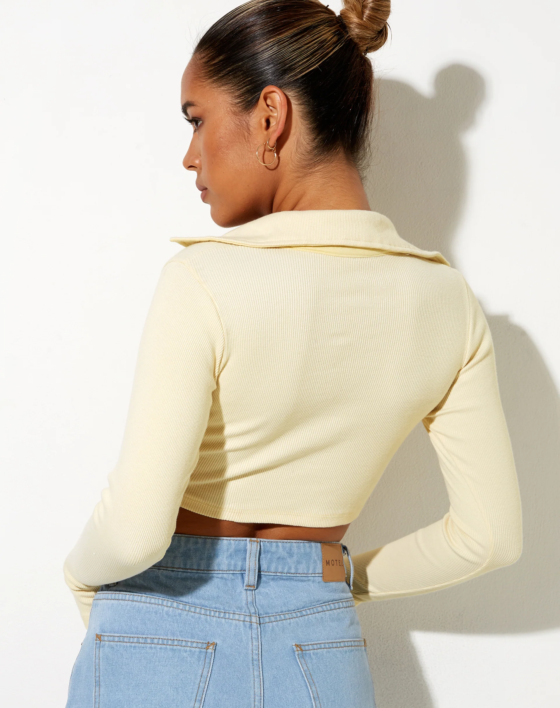 Elody Crop Top in Buttercream Vacay Embro - Awmao
