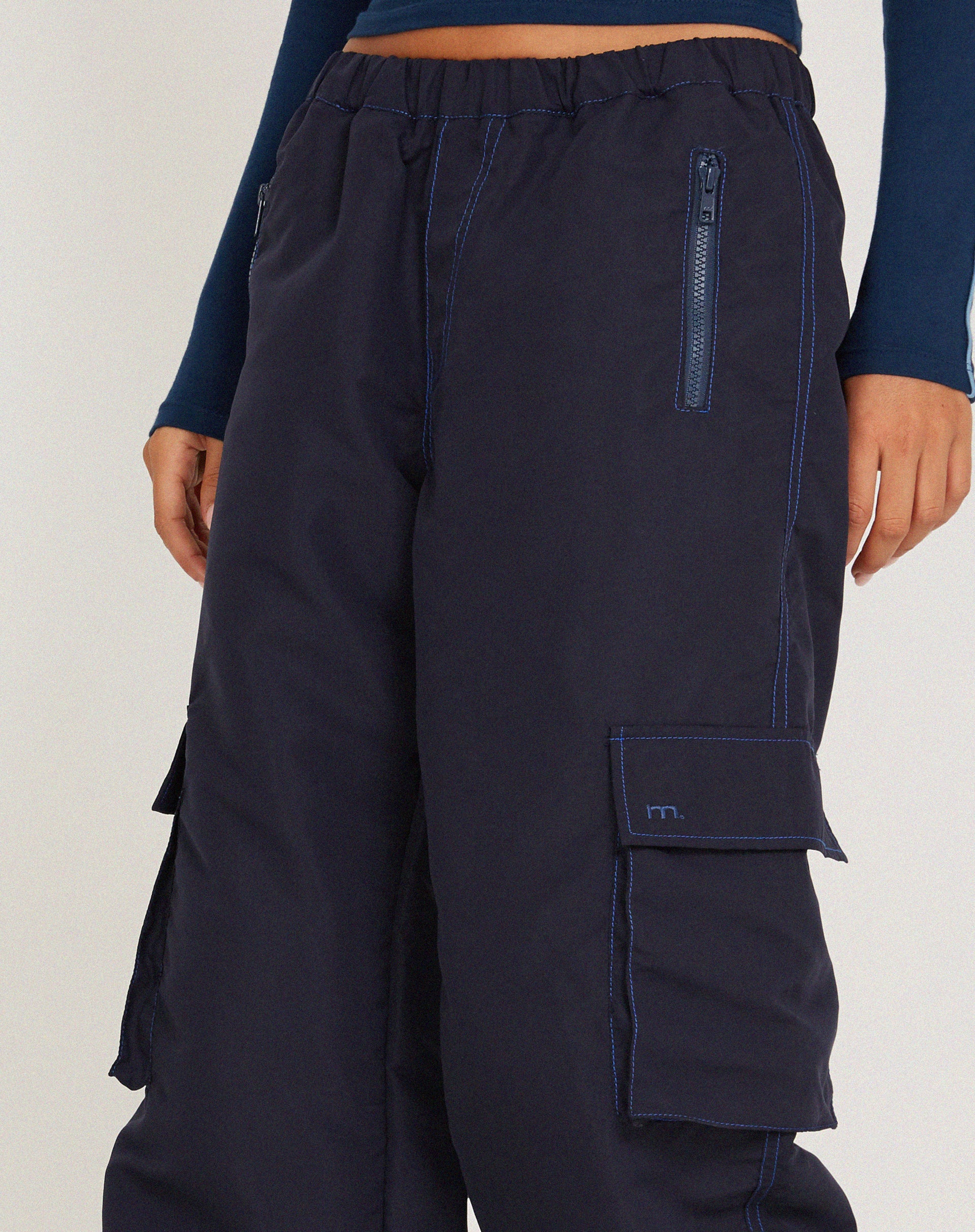 Oriells Cargo Trouser in Navy Top Stitch - Awmao