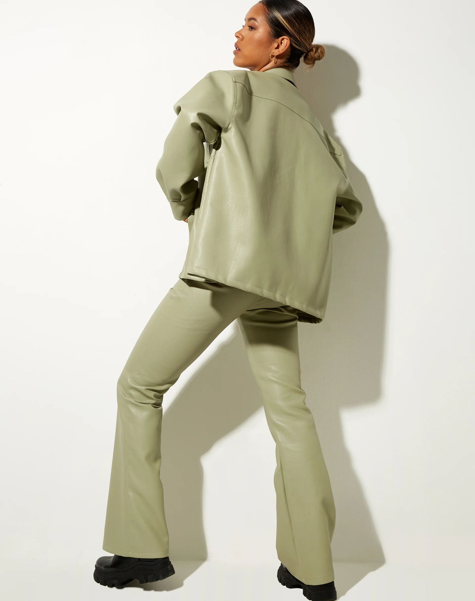 LumberJack Shirt in PU Sage - Awmao