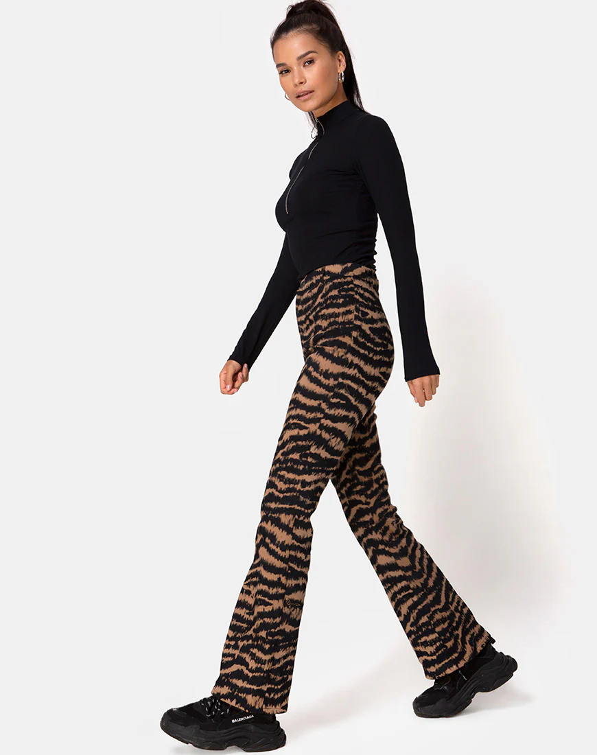 Zoven Trouser in Animal Drip Brown - Awmao