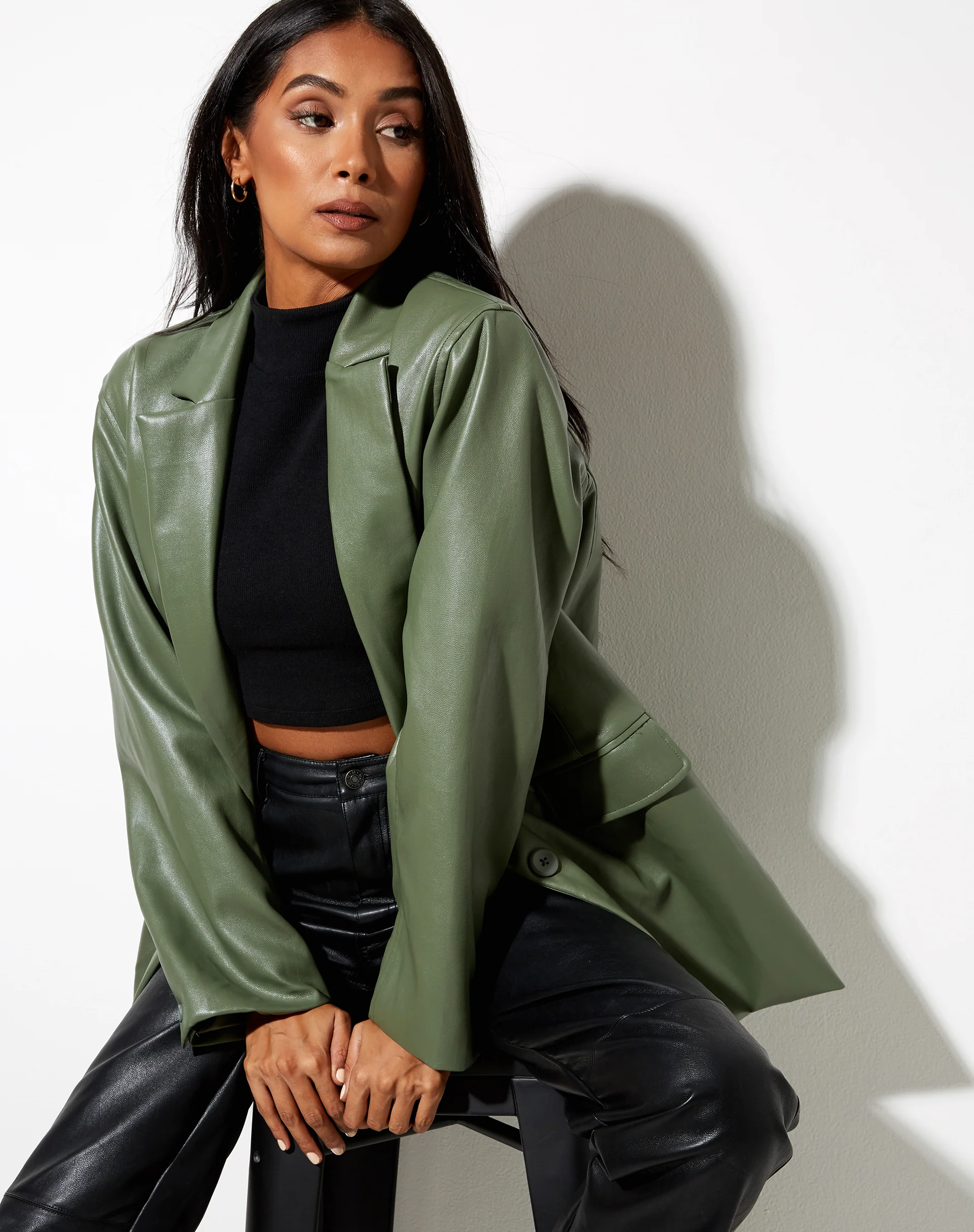Saken Blazer in Pu Green - Awmao