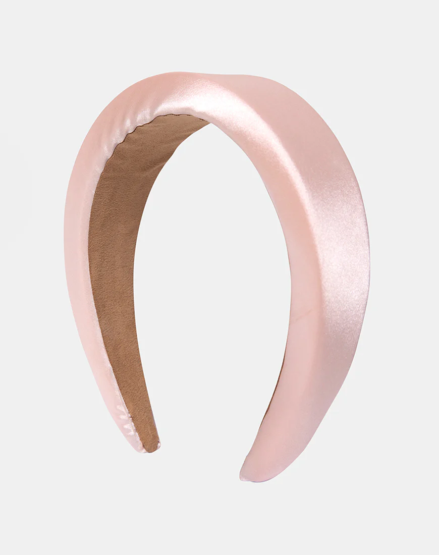 Padded Headband in Satin Pink - Awmao