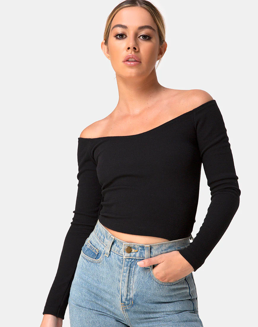 Devora Top in Black Rib - Awmao