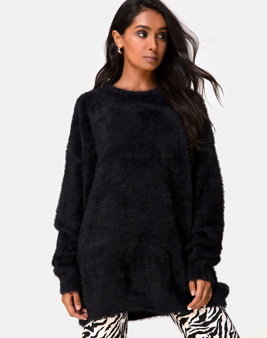 Edgen Jumper in Knit Black - Awmao
