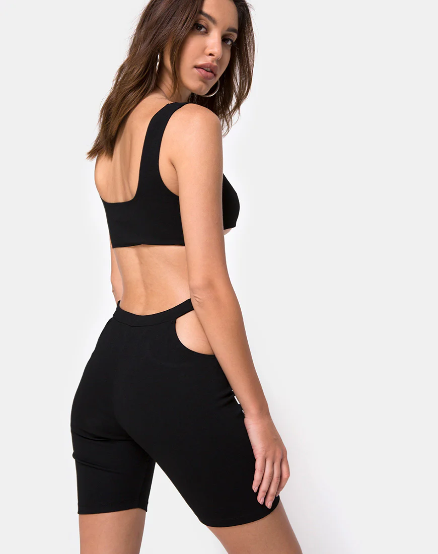 Sula Bike Short in Black with Silver Clips - Awmao