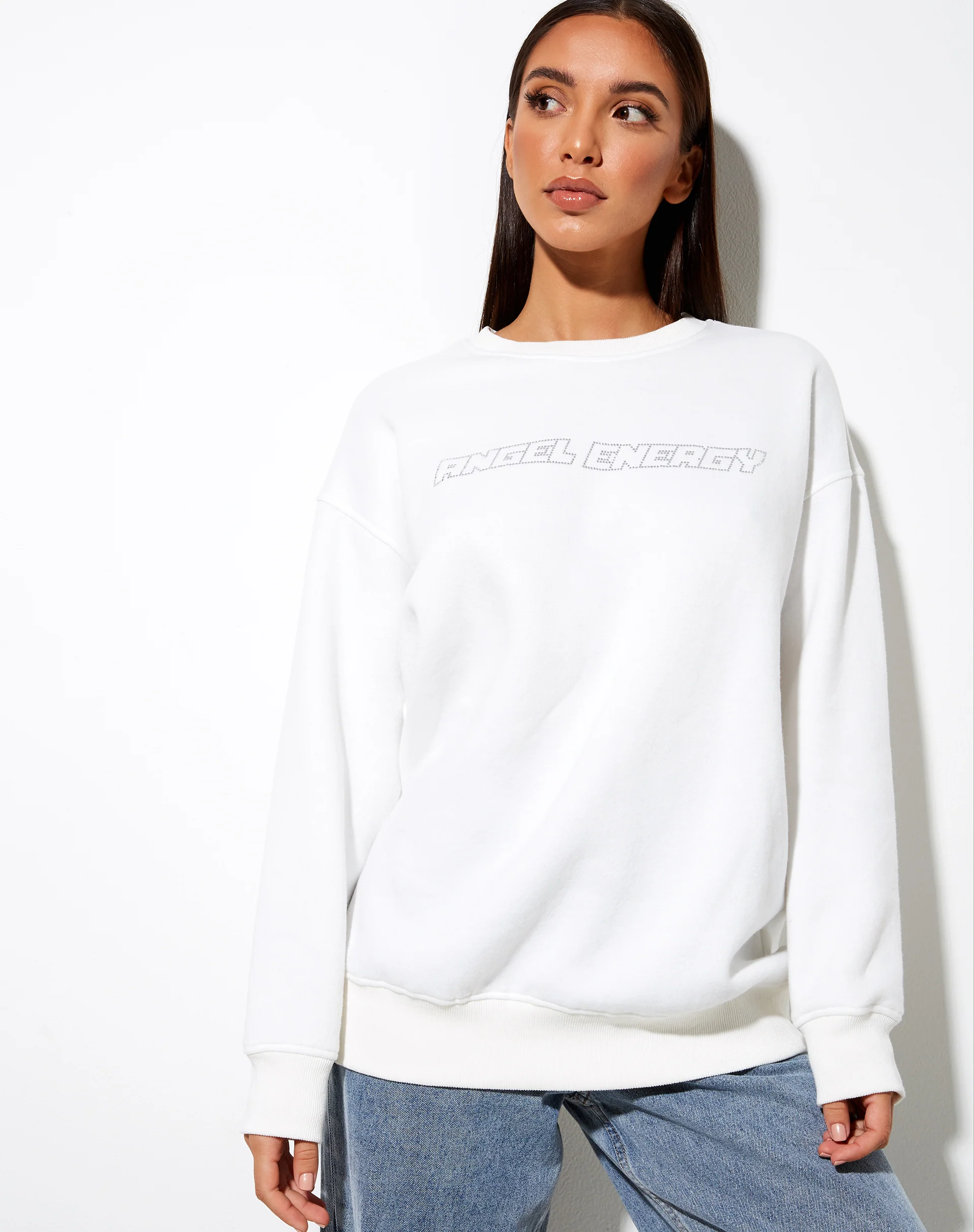 Glowee Sweatshirt in Warm White 'Angel Energy' Hotfix - Awmao