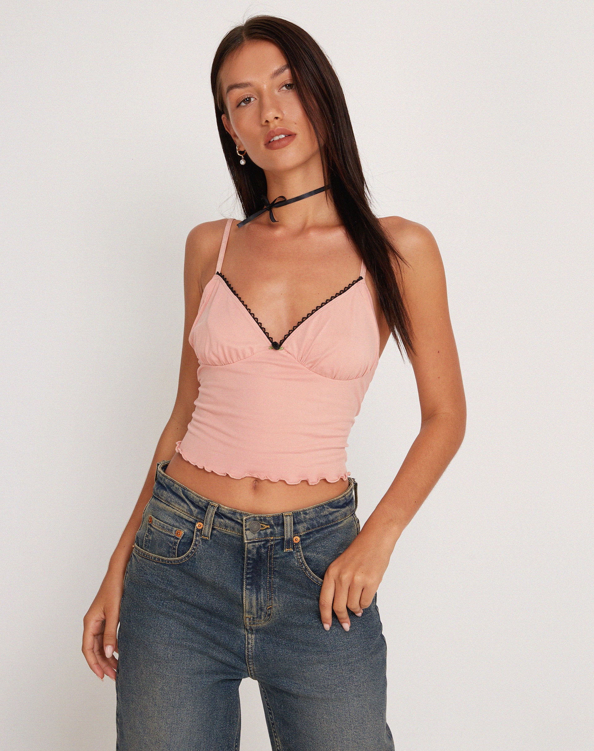 Mia Ballet Jersey Cami Vest Top in Pink - Awmao