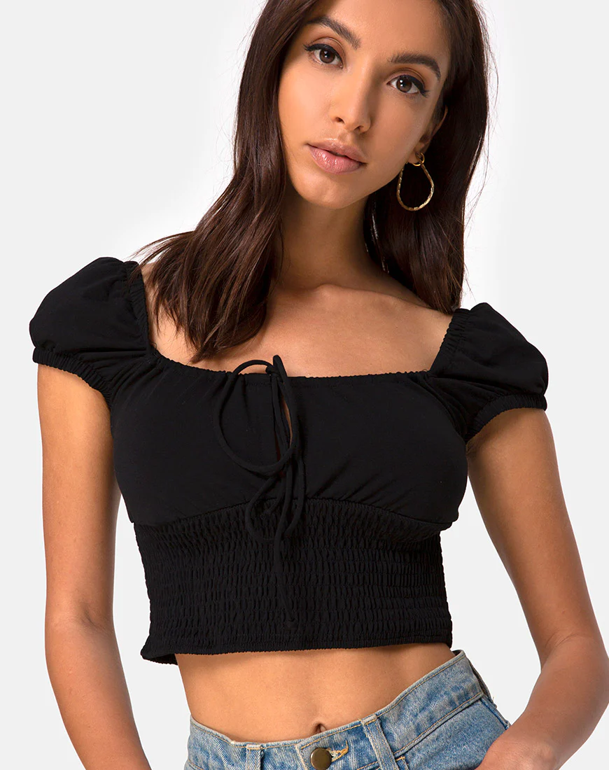 Heina Crop Top in Black - Awmao