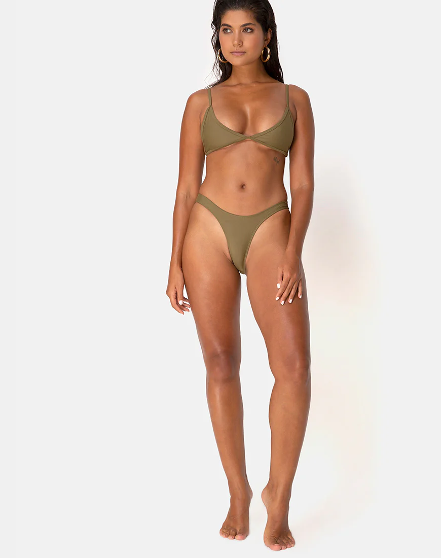 Valda Bikini Bottom in Matte Khaki - Awmao