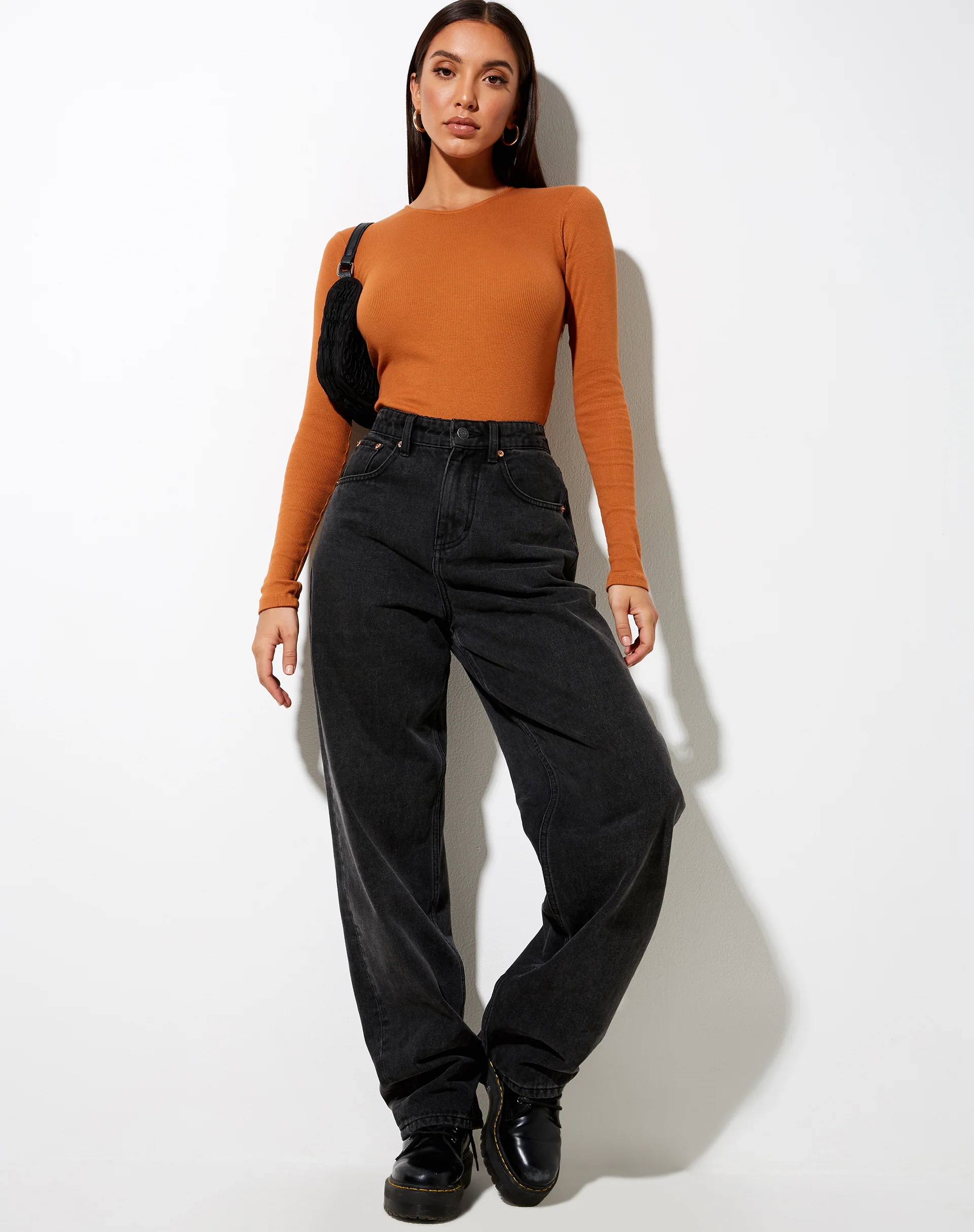 Dreita Long Sleeve Bodice in Rib Salt Caramel - Awmao