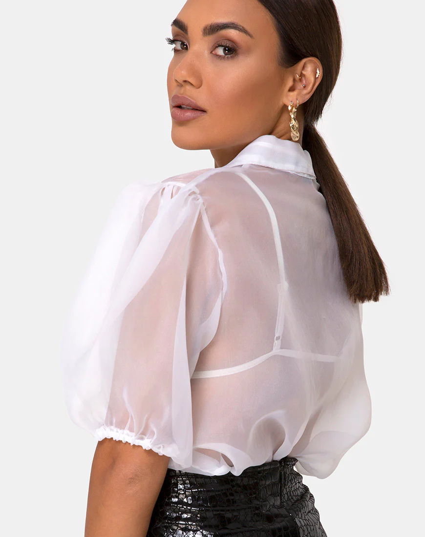 Maloney Blouse in Organza White - Awmao