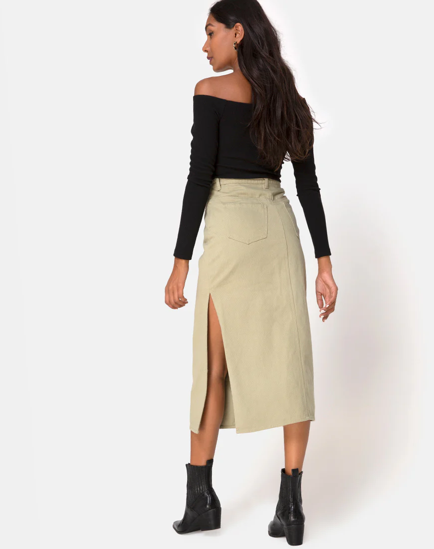 Lyra Midi Skirt in Sage - Awmao