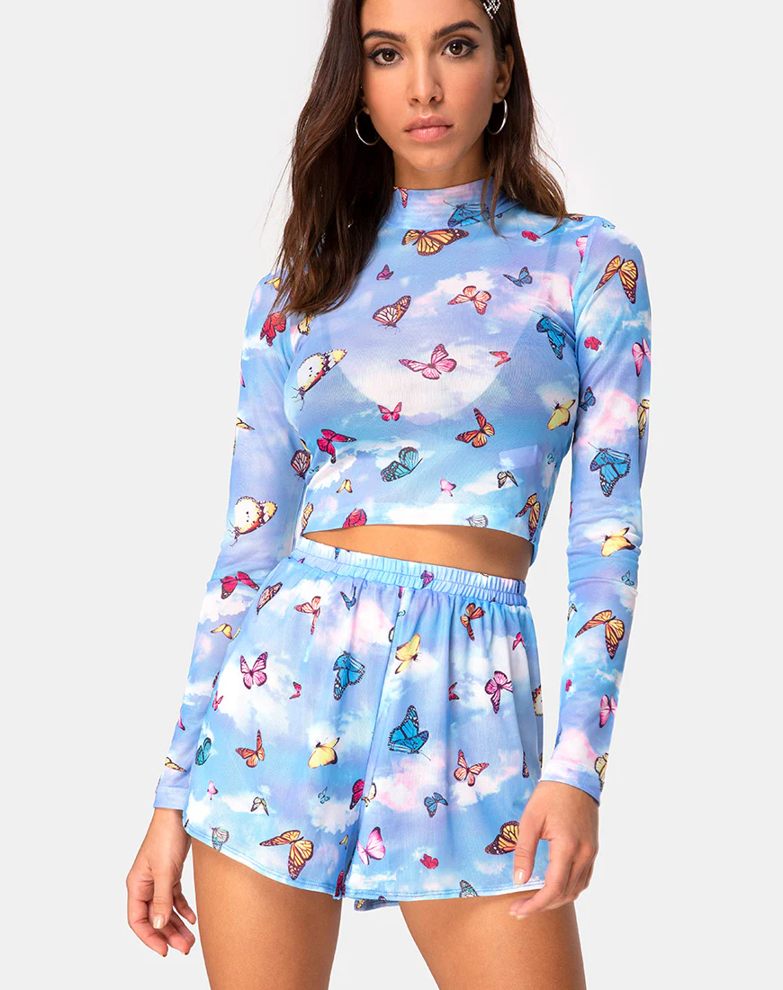 Boris Short in Mesh Blue Butterfly - Awmao