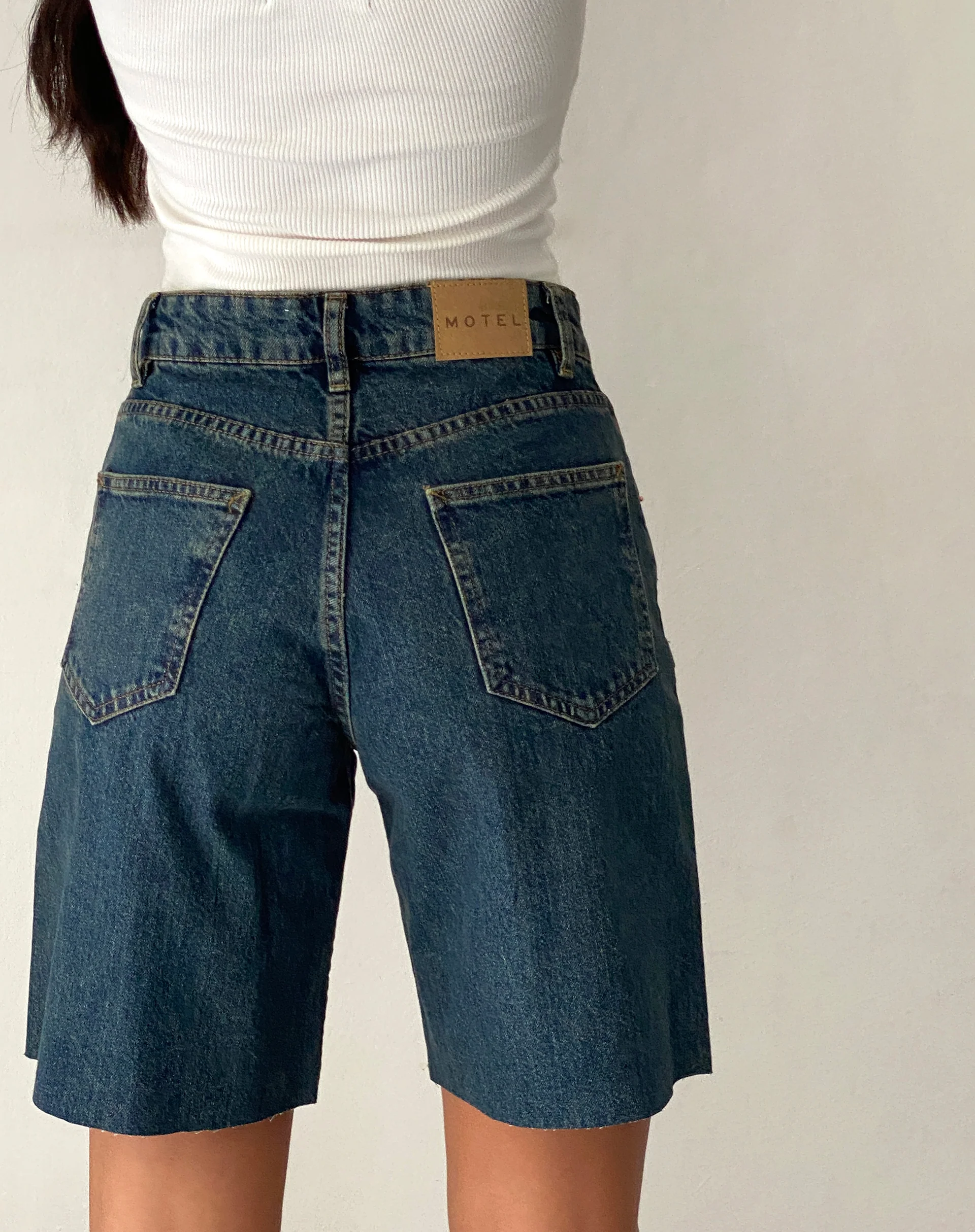 Roomy Mid Rise Jorts in Brown Blue Acid - Awmao