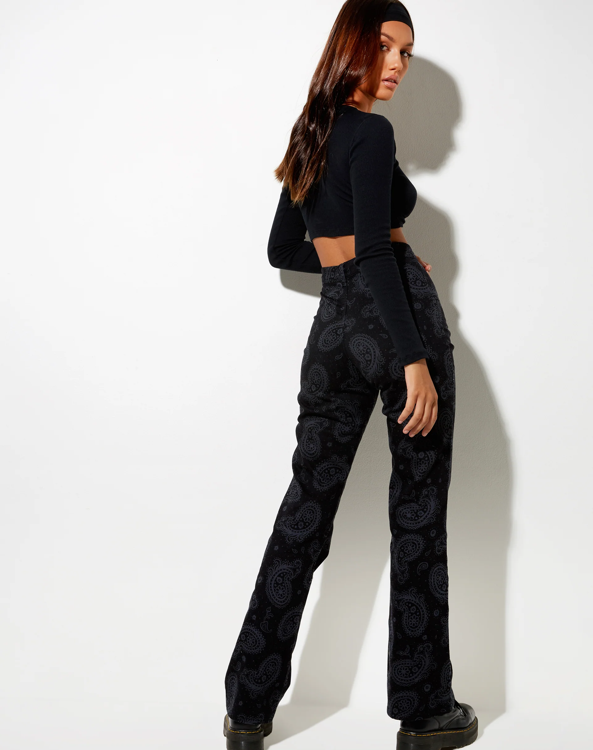 Zoven Flare Trouser in Persian Night Black - Awmao