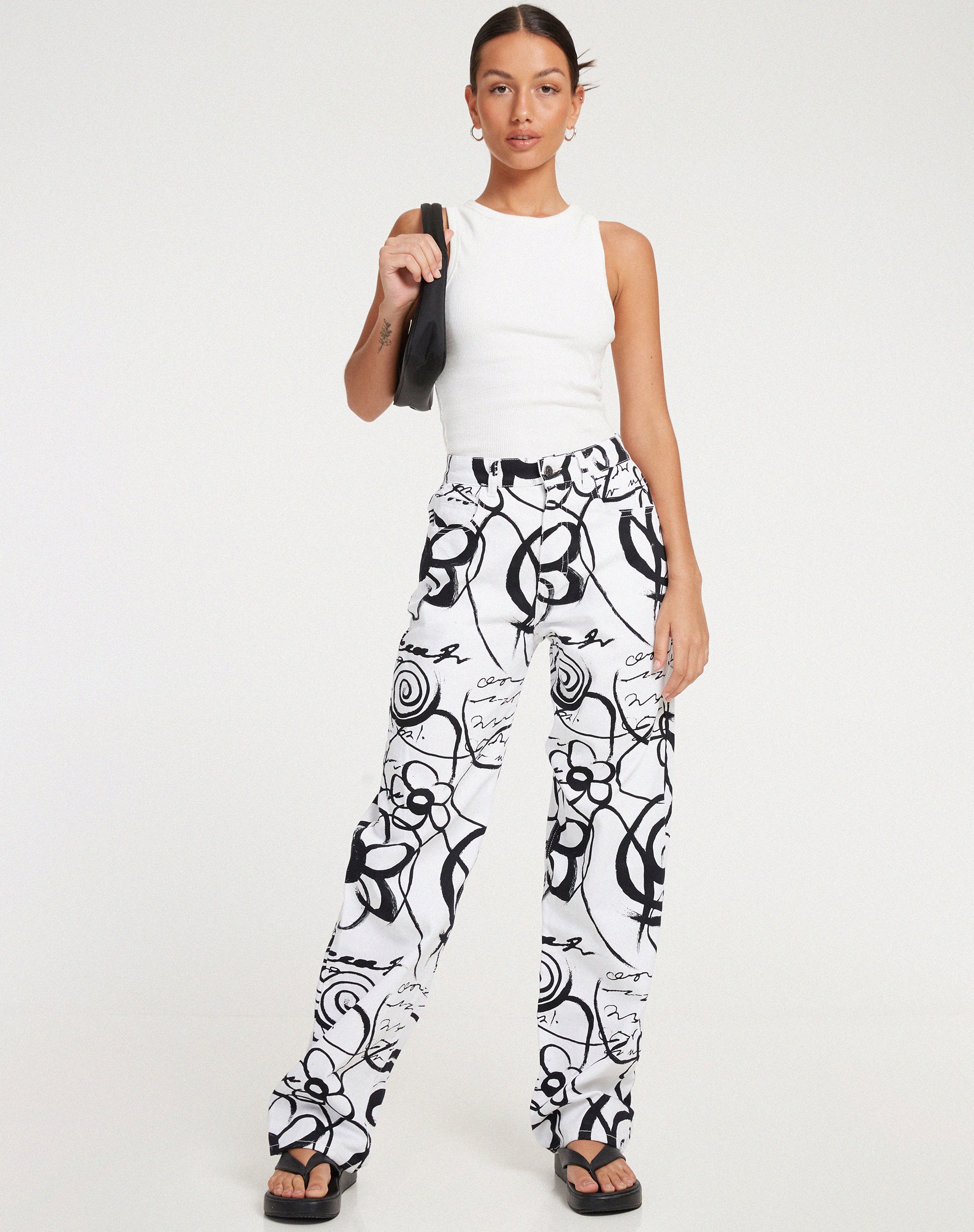 Parallel Jeans in Mono Doodle Black and White - Awmao