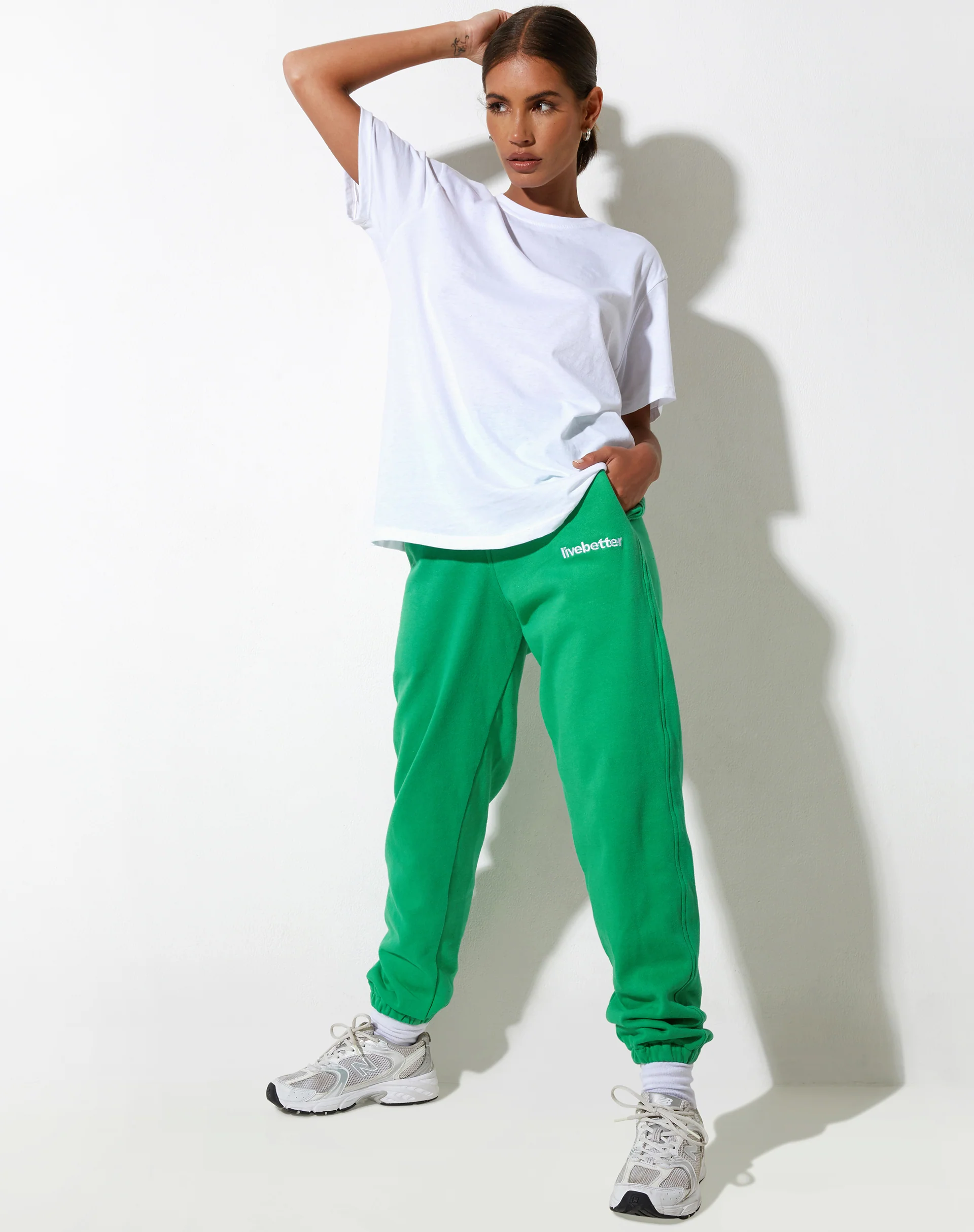 Basta Jogger in Fun Green with 'Live Better' Embro - Awmao