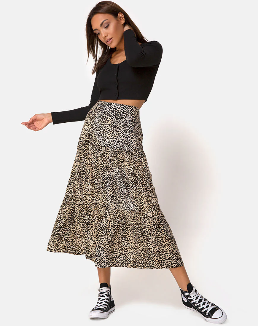 Gleas Skirt in Rar Leopard Brown - Awmao