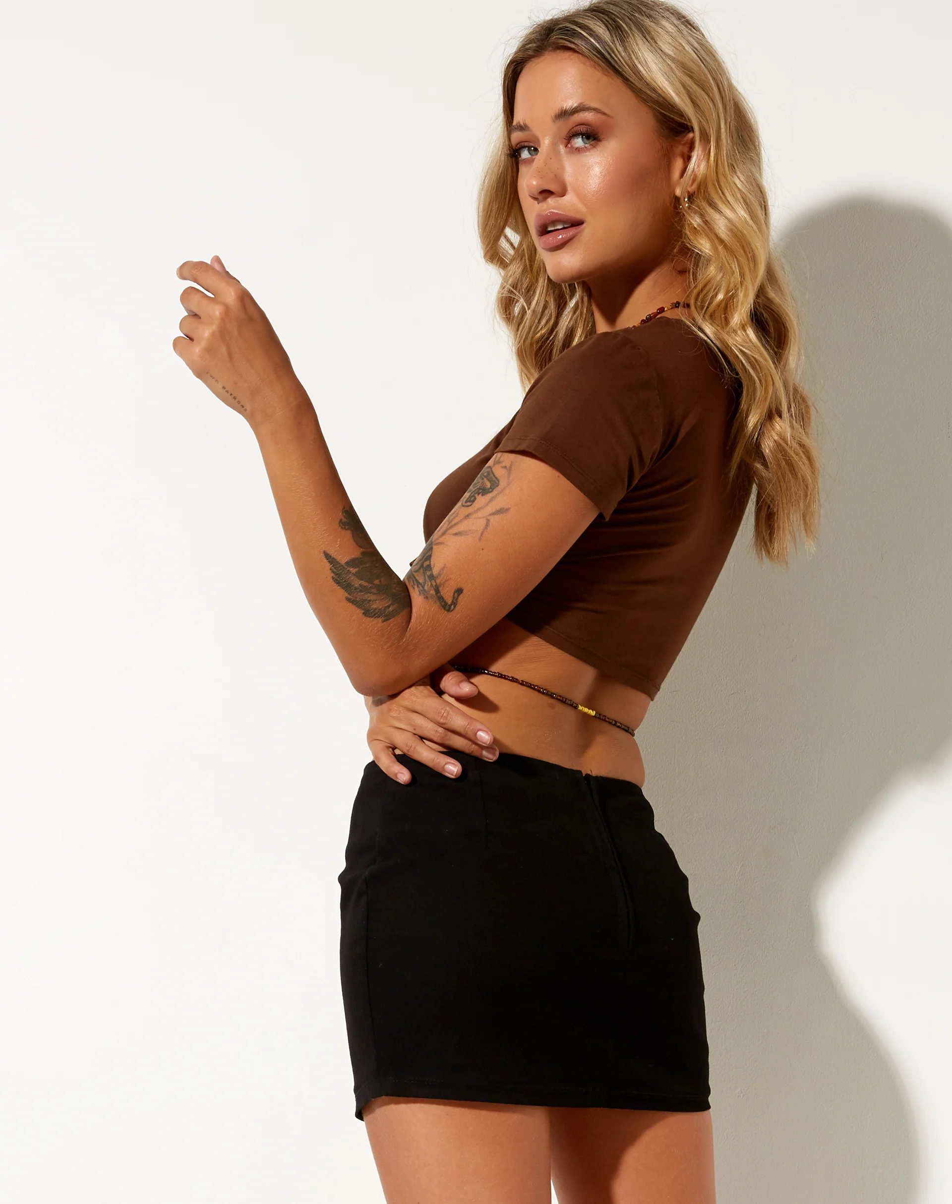 Tindy Crop Top in Cocoa Brown Yin and Yang - Awmao