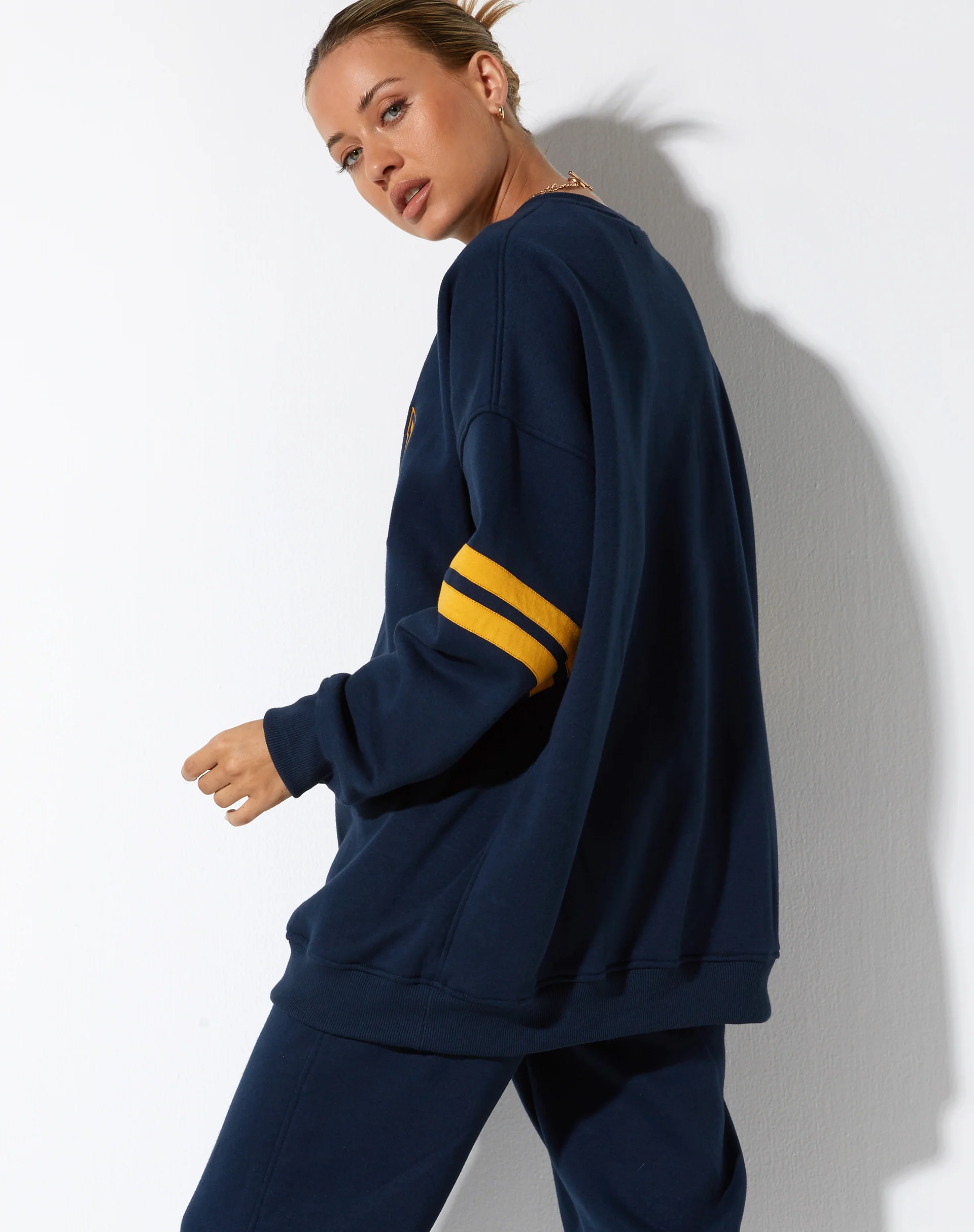Tim Sweatshirt in Navy Citrus Stripe Football 1999 - Awmao