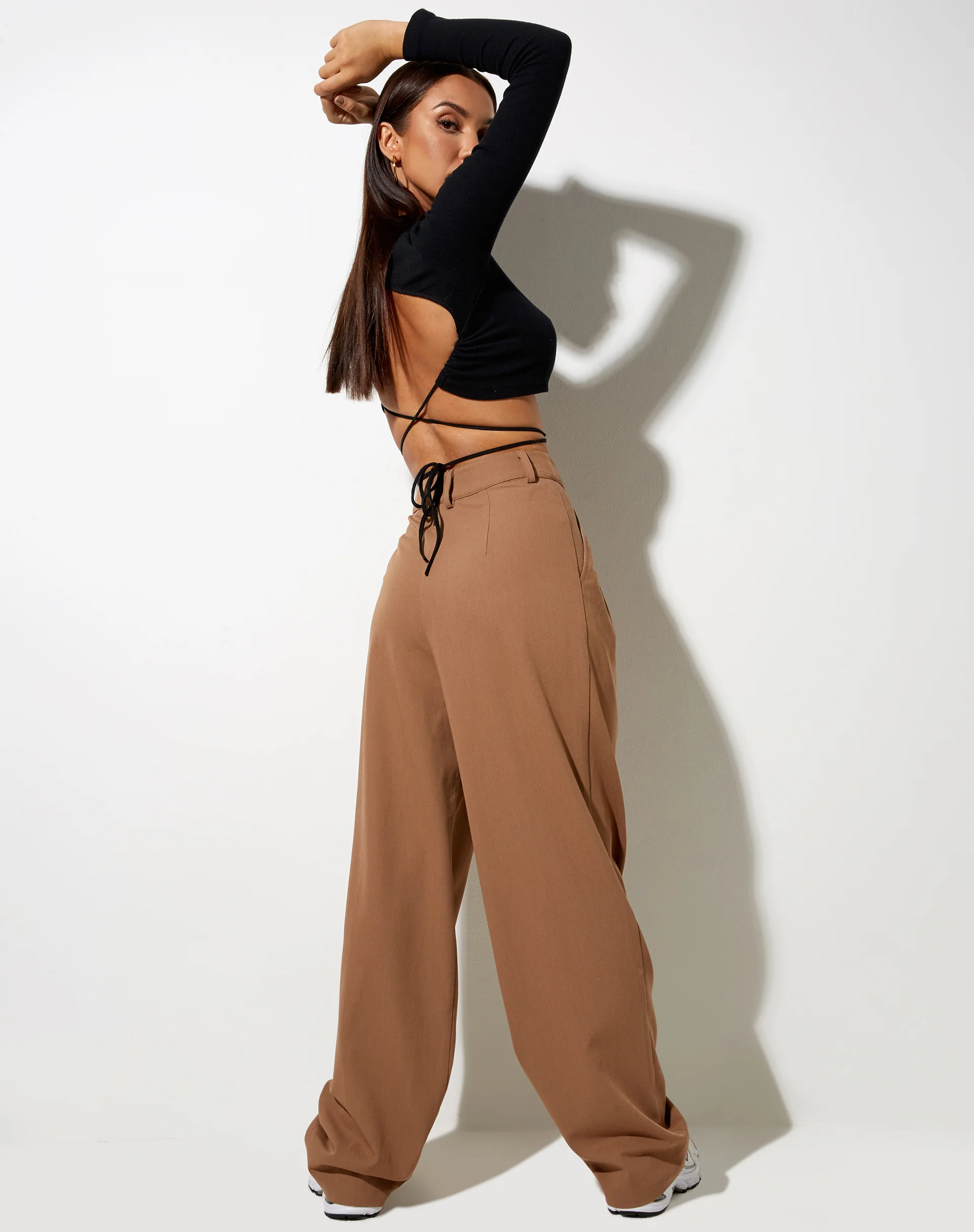 Misha Wide Leg Trouser in Tailoring Putty - Awmao