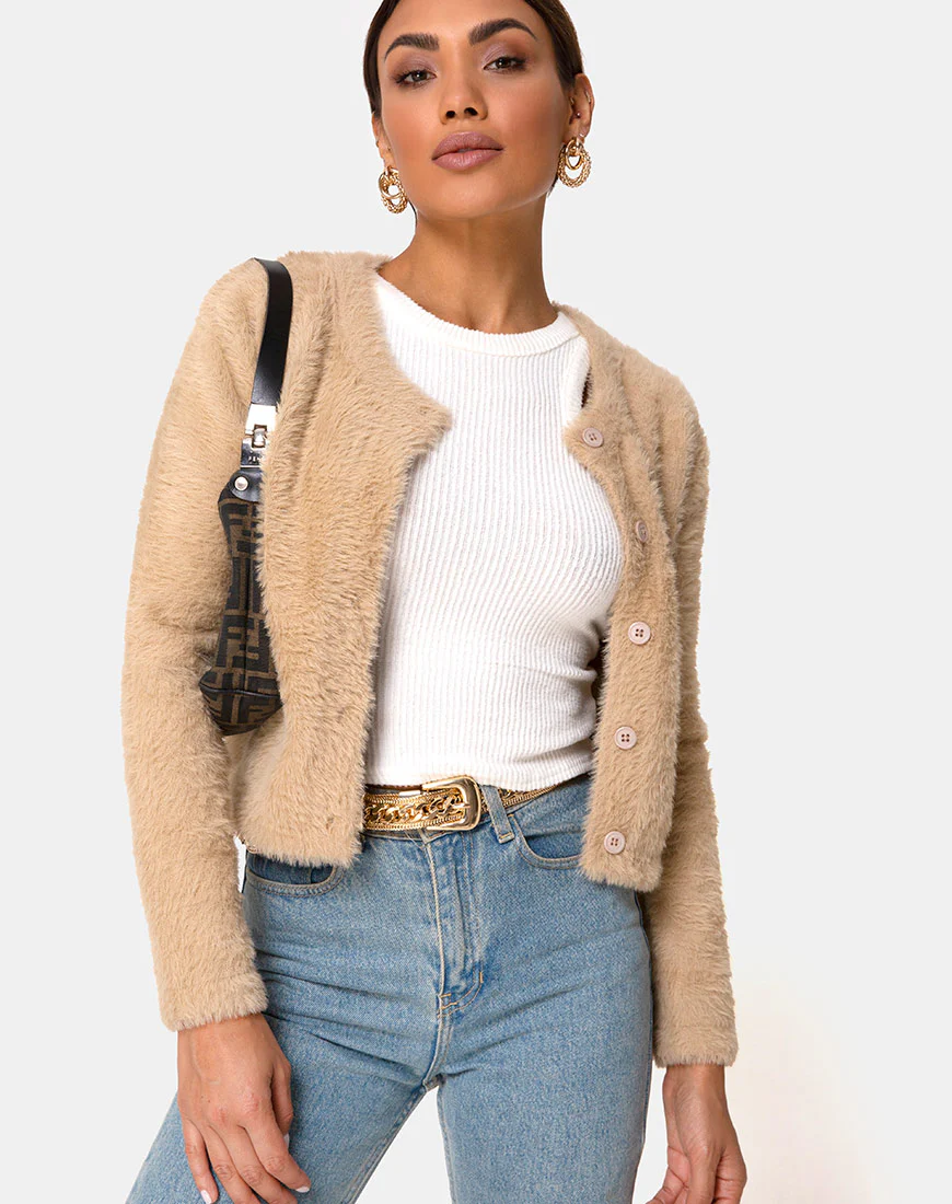 Doma Cardigan in Camel Knit - Awmao