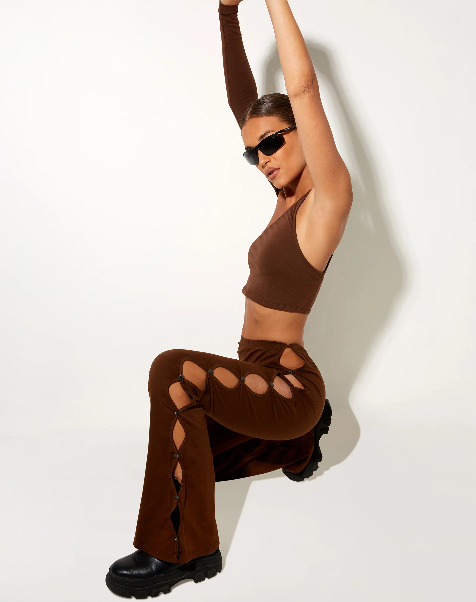 Channa Flare Trouser in Cocoa - Awmao