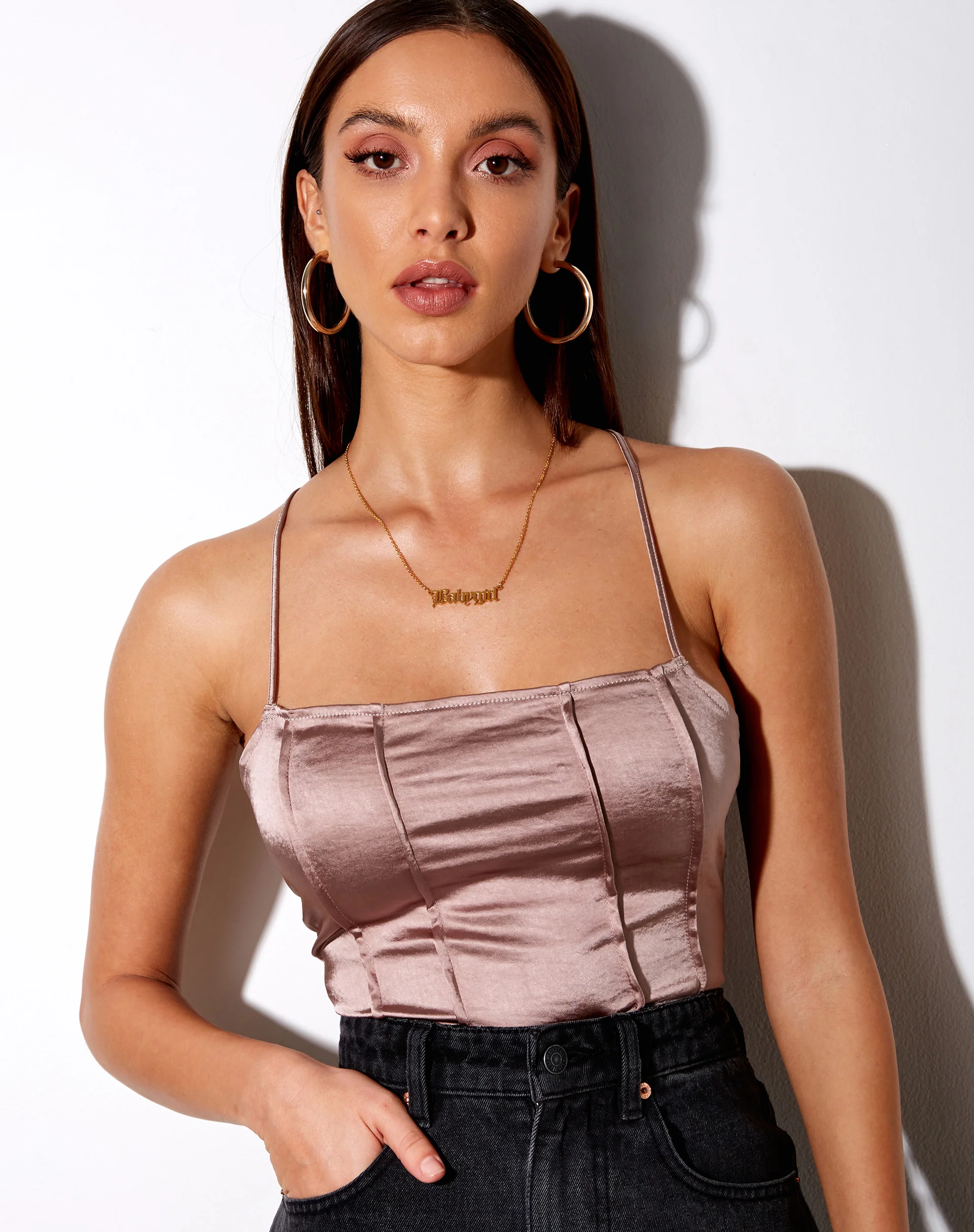 Cosey Top in Satin Champagne - Awmao