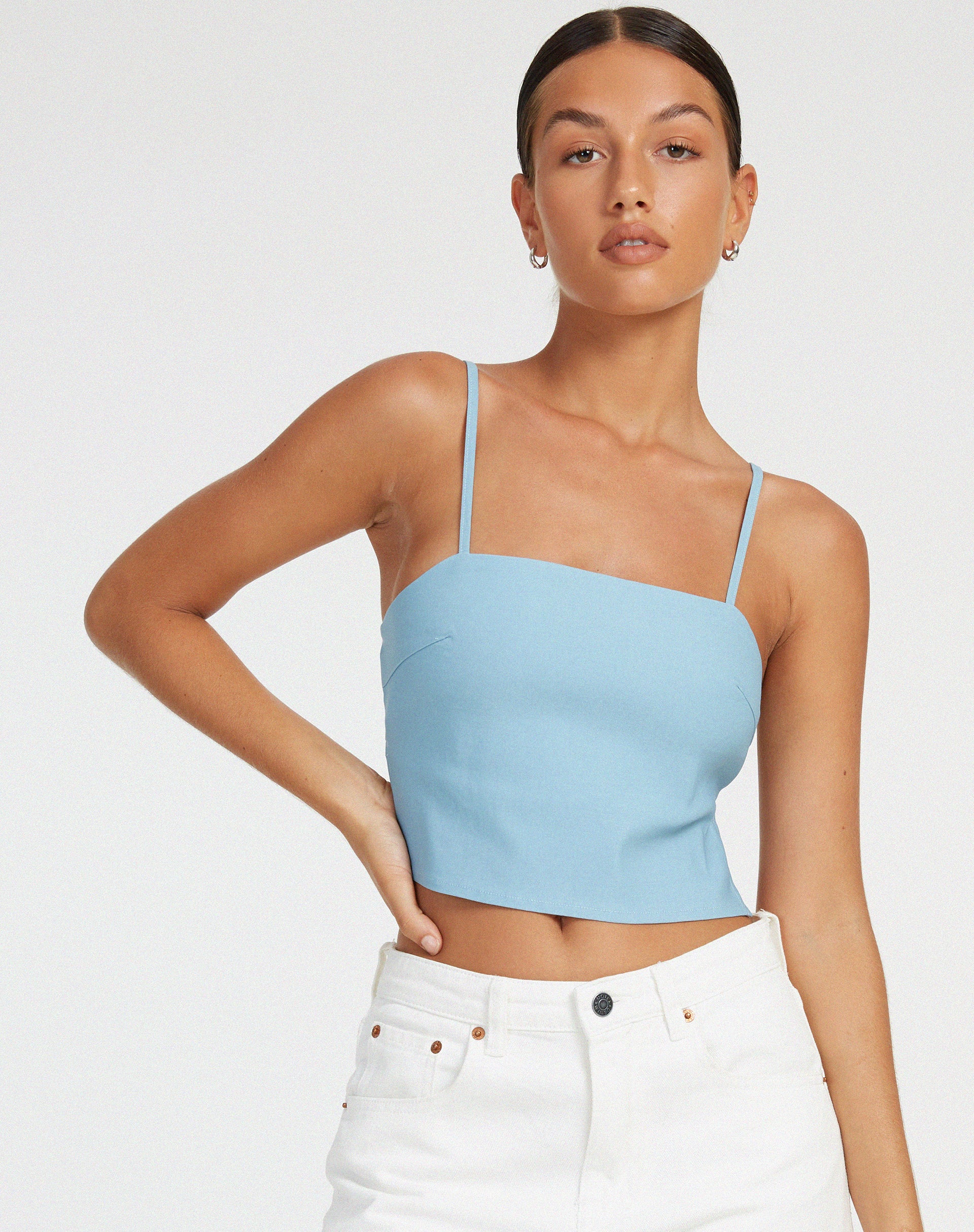 Merita Crop Top in Light Blue - Awmao