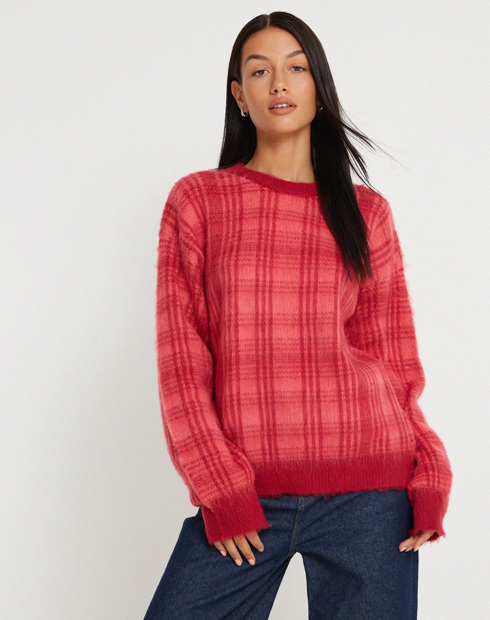 Mihail Knitted Jumper in Red and Pink - Awmao