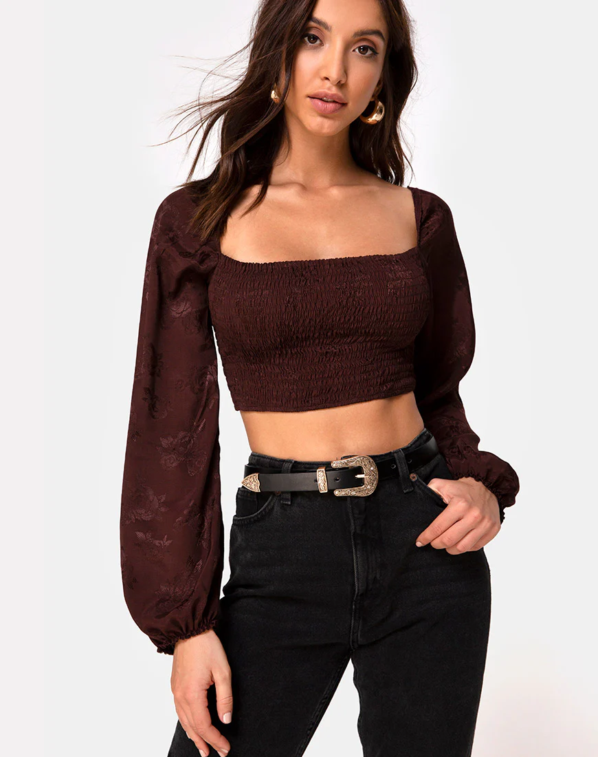 Elina Top in Satin Rose Cocoa - Awmao