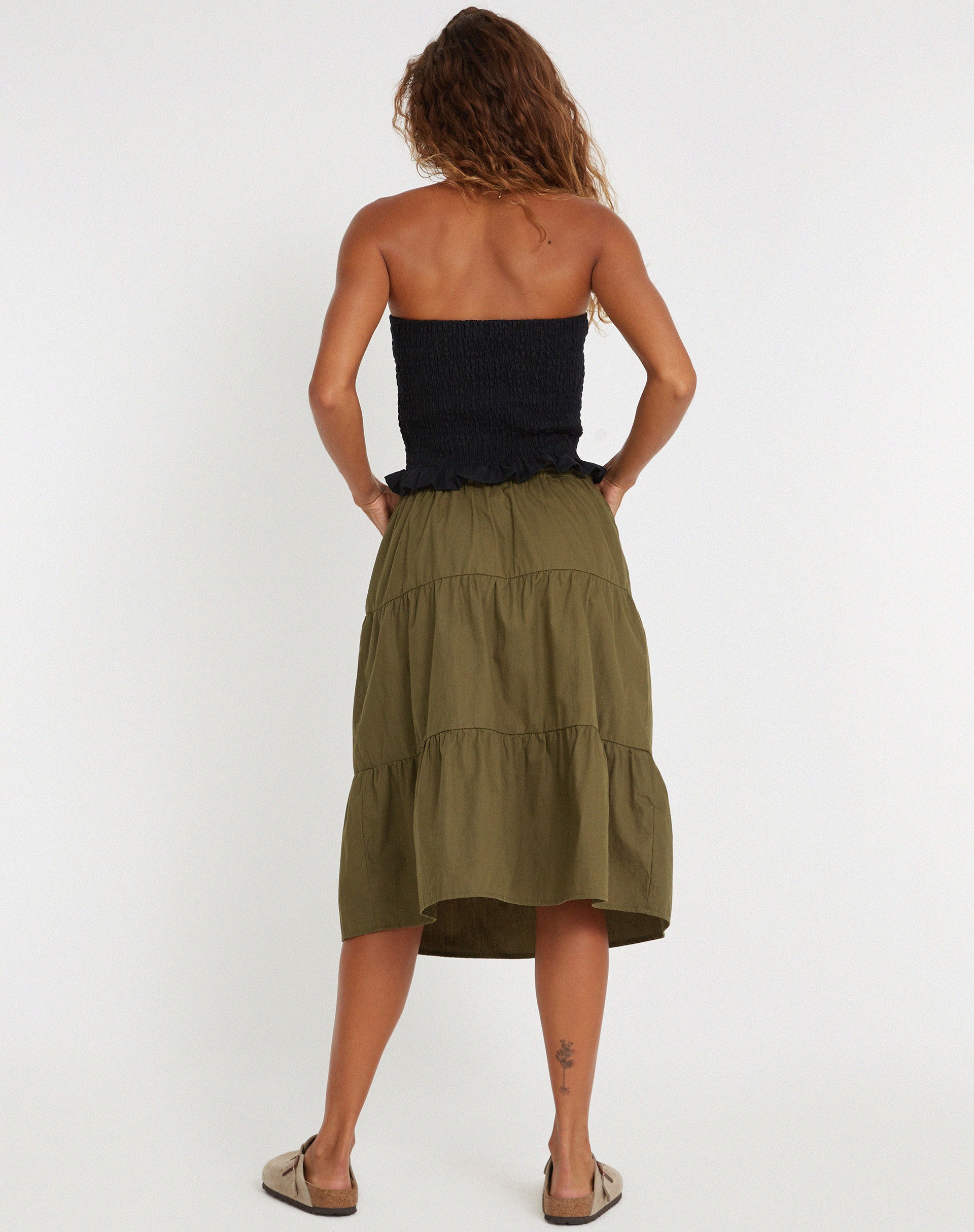 Reef Midi Skirt in Loden Green - Awmao