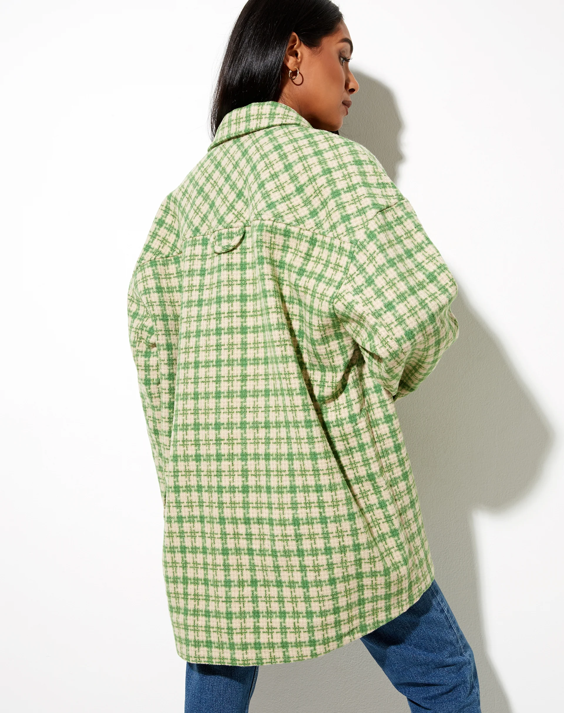Marcella Shirt in Green and Cream Check - Awmao