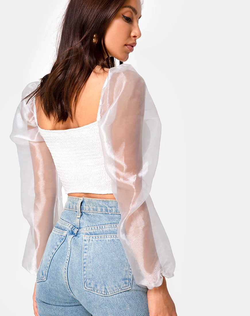 Elina Top in Organza Cream - Awmao