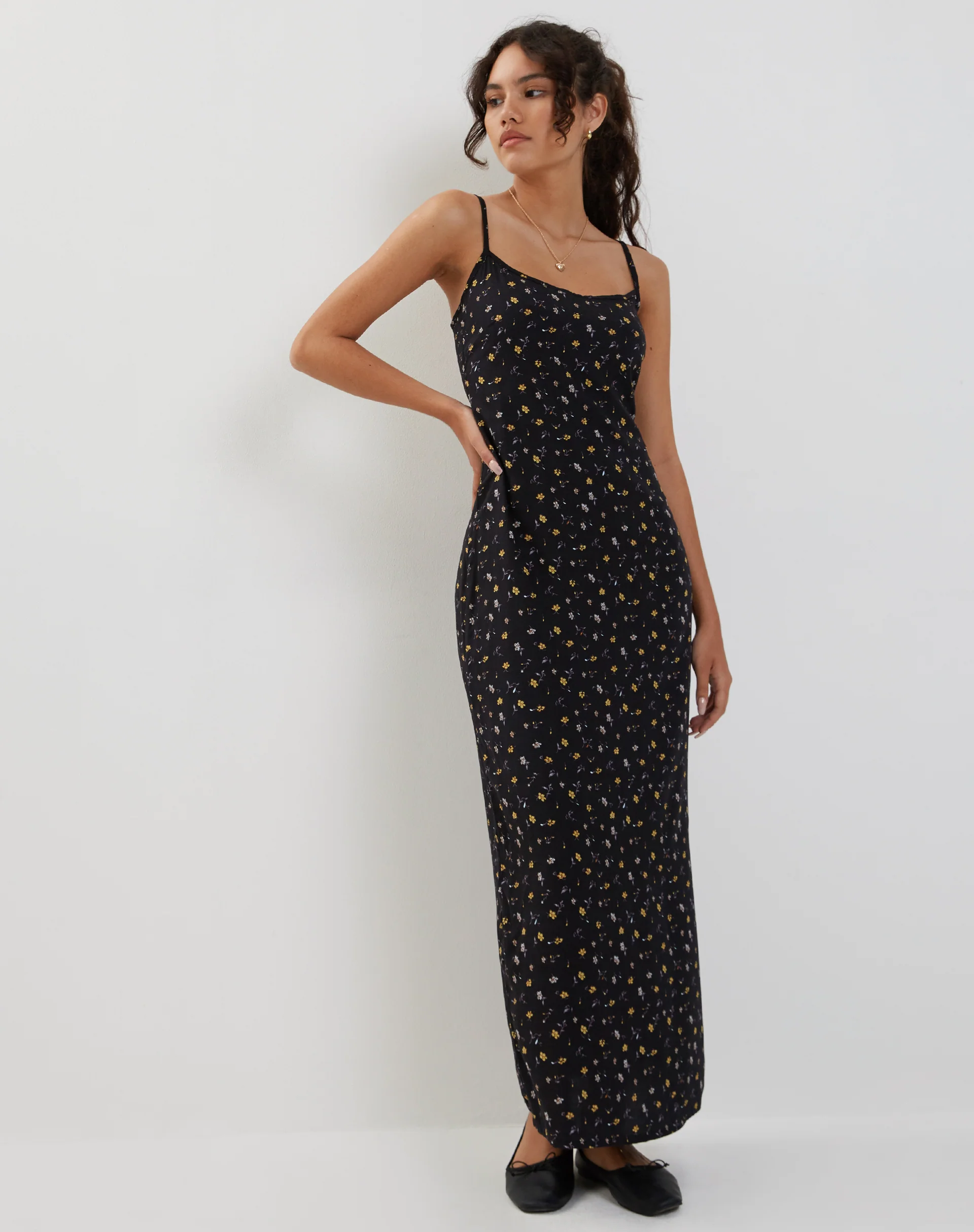 Kafka Maxi Dress in Pretty Petal Black - Awmao