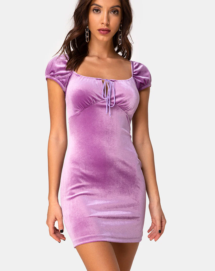Gala Dress in Velvet Lilac - Awmao