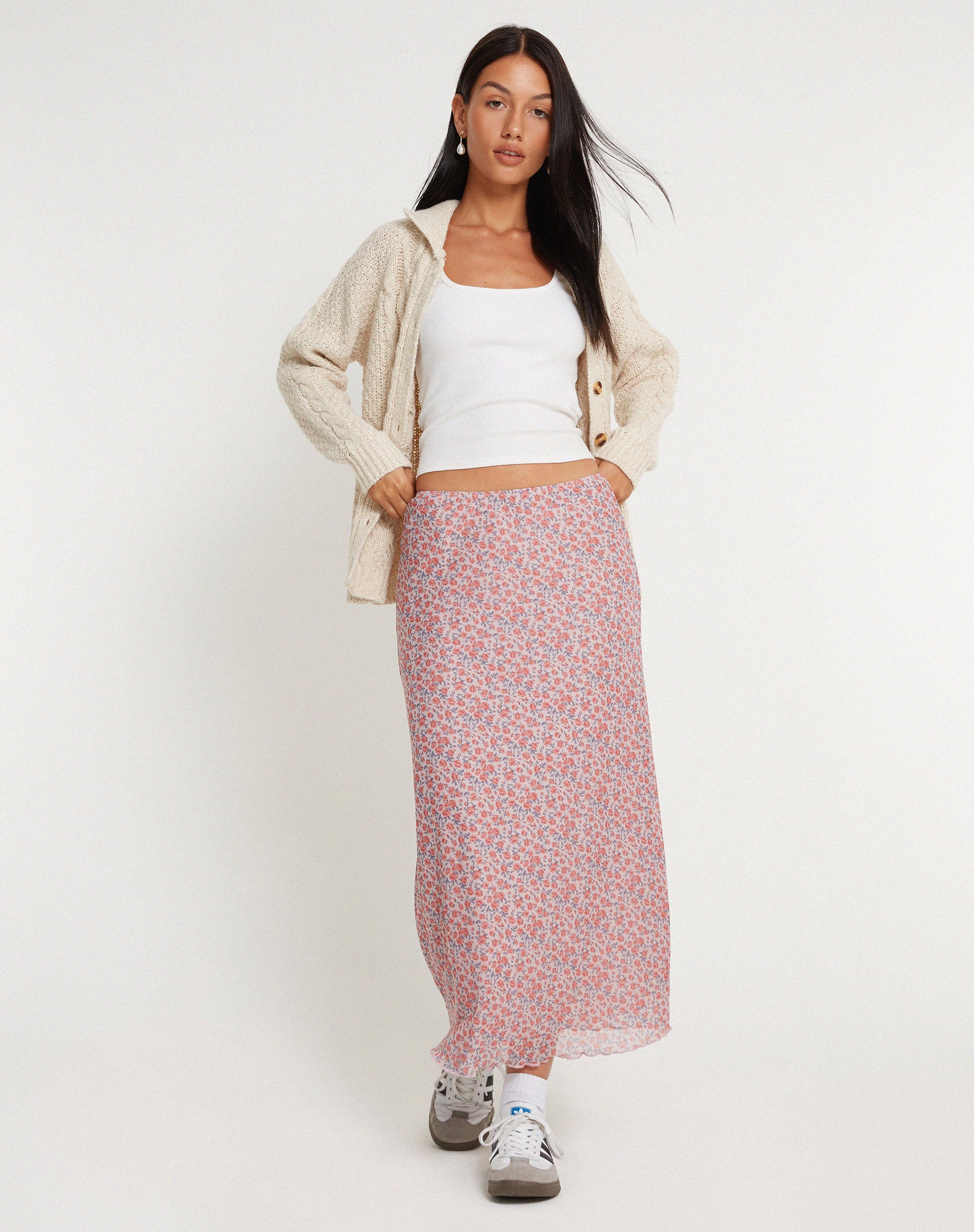 Lassie Maxi Skirt in Spring Rose Dusty Pink - Awmao