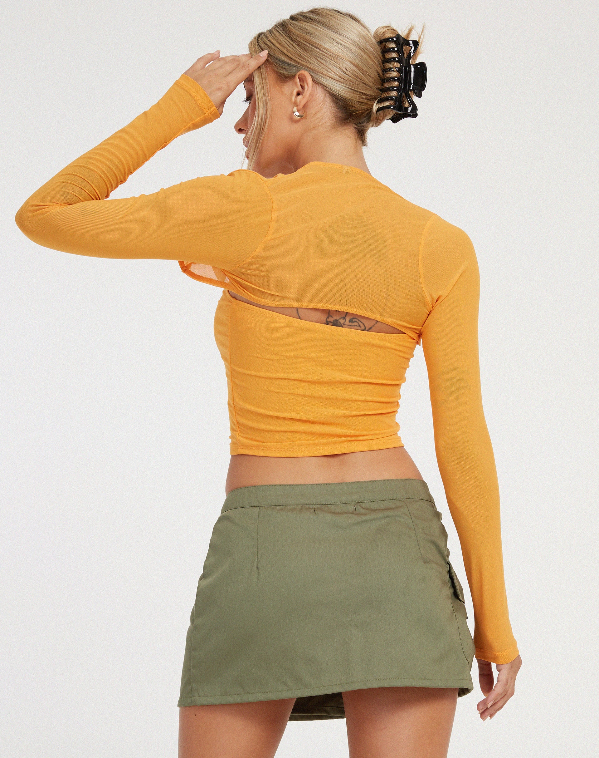 Kouna Bandeau Crop Top and Shrug Set in Apricot - Awmao