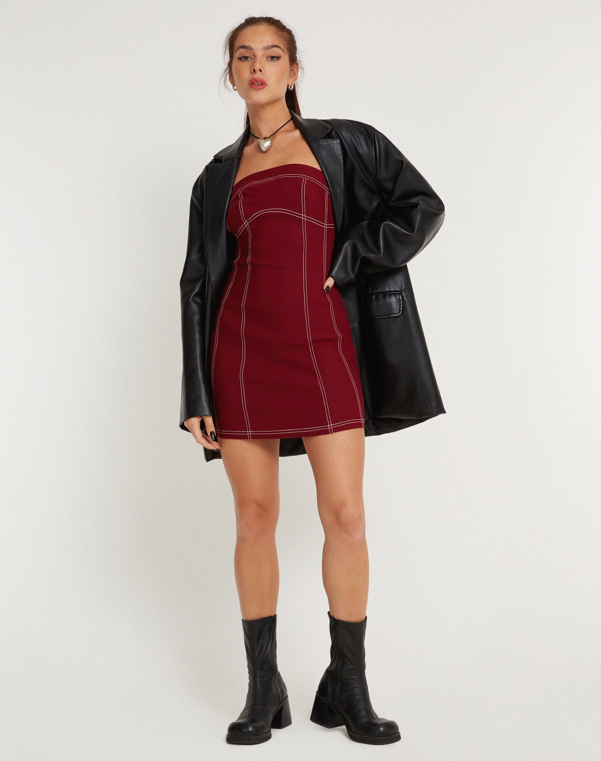 Baladis Mini Dress in Tailoring Redwood - Awmao