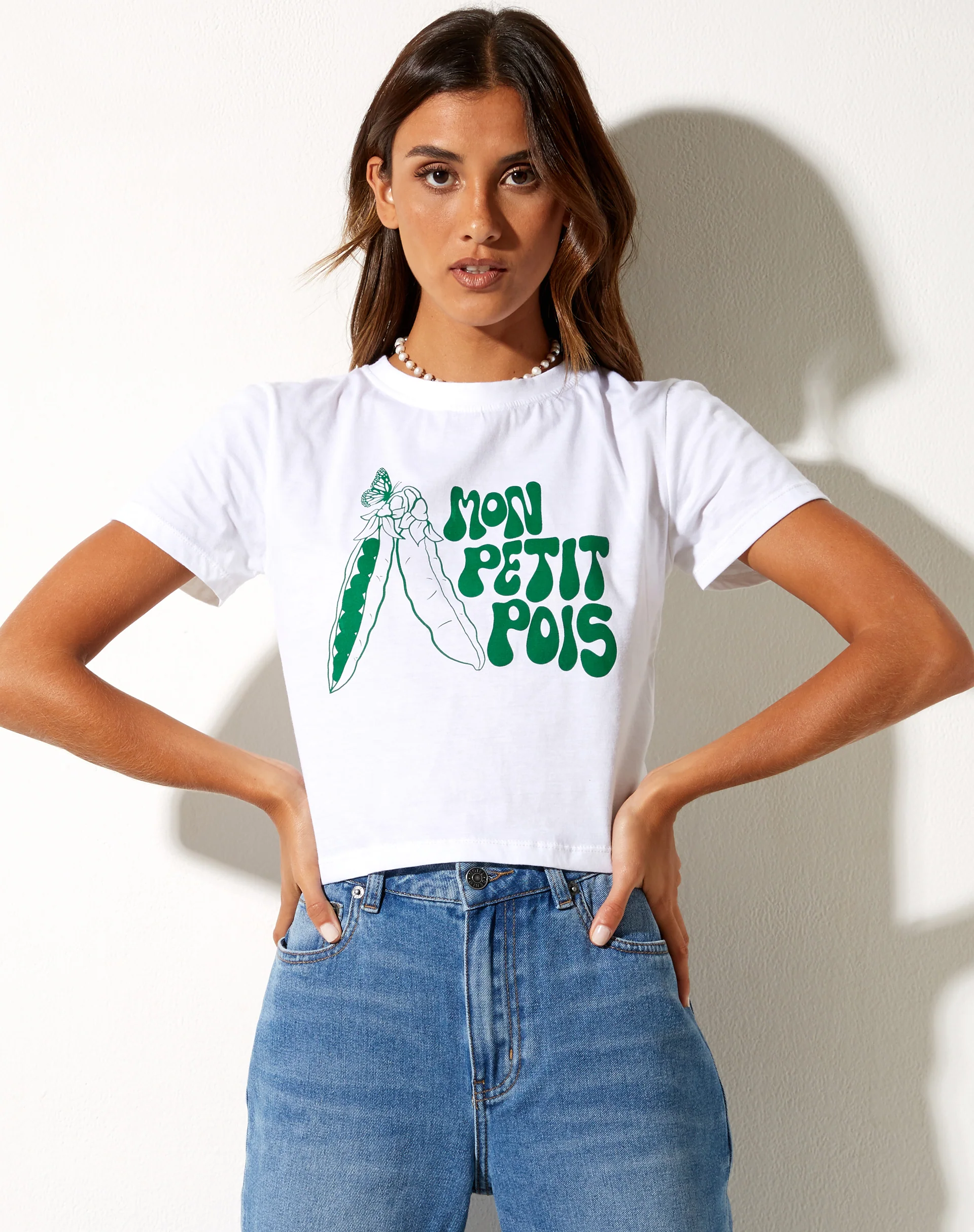 Shrunk Tee in White Mon Petit Pois - Awmao