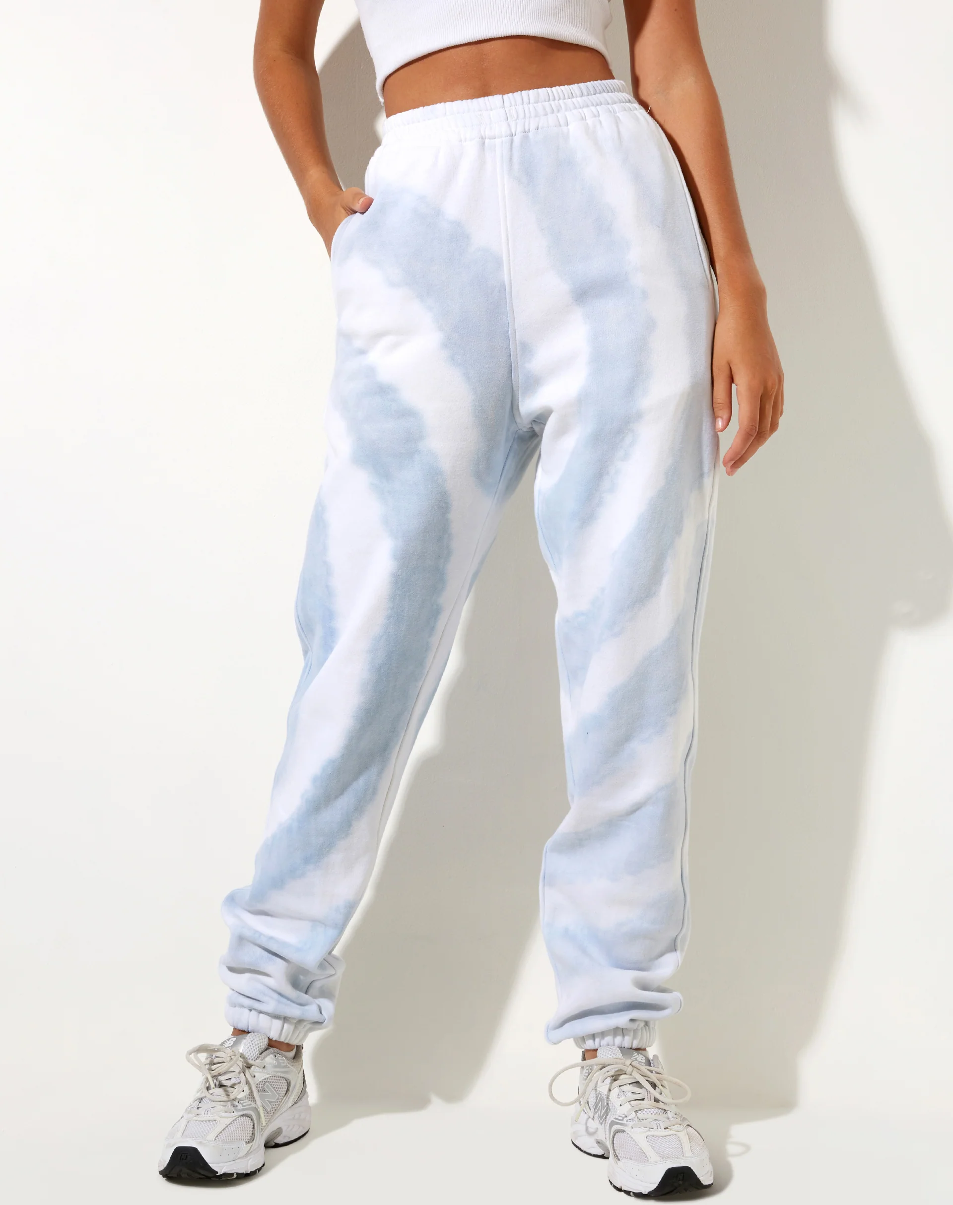 Basta Jogger in Blue and White Swirl Tie Dye - Awmao