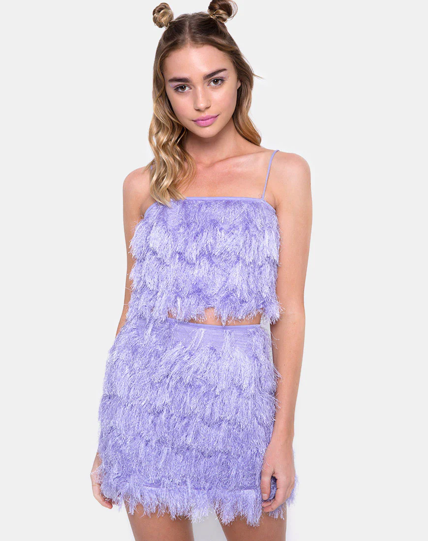 Wyne Skirt in Faux Fur Lilac - Awmao