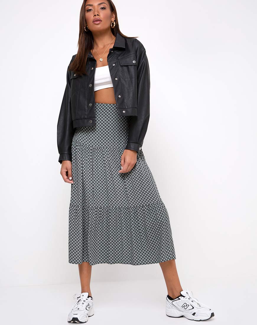Gleas Skirt in Check it Out Green - Awmao