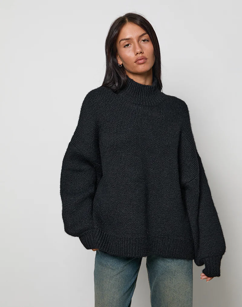 Amato Oversized Jumper in Black - Awmao