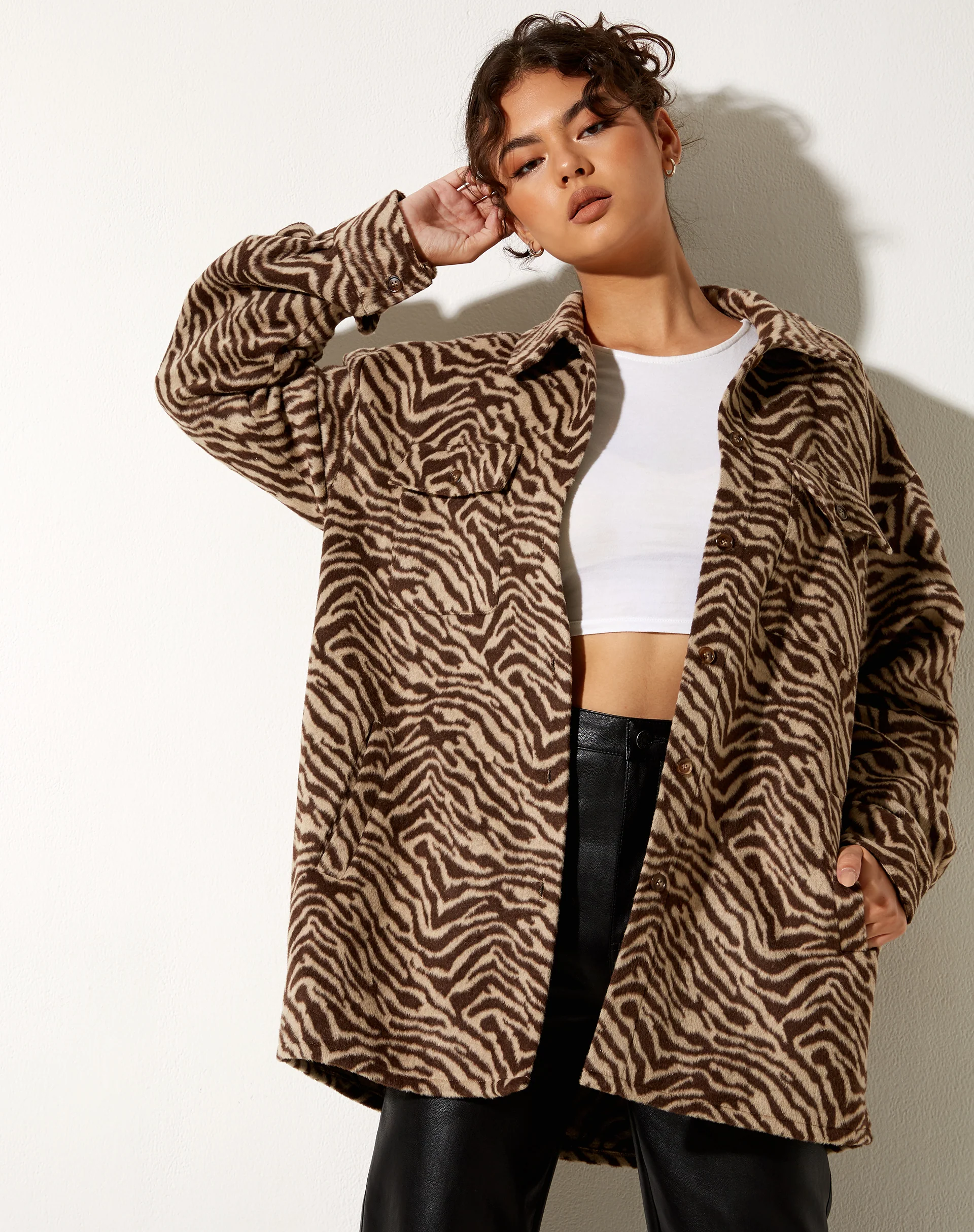 Medita Shirt in Brown Animal - Awmao
