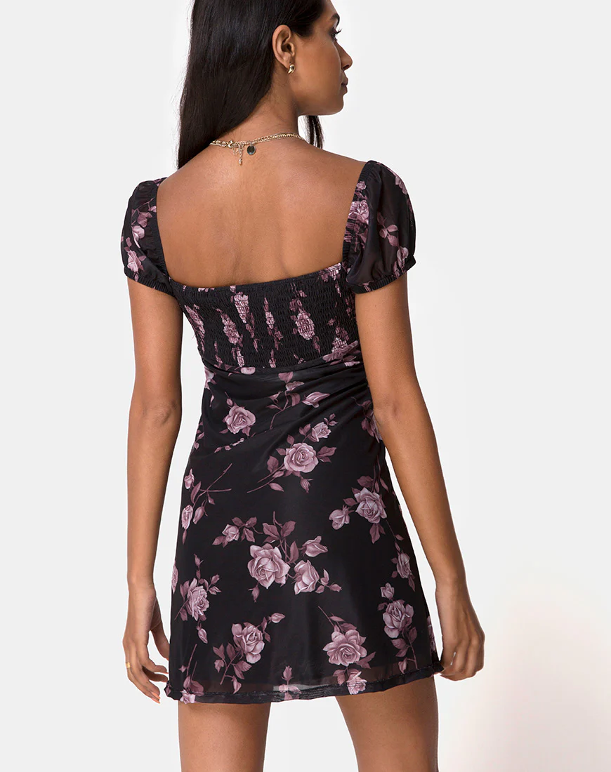Ruchine Tea Dress in Dusky Rose - Awmao