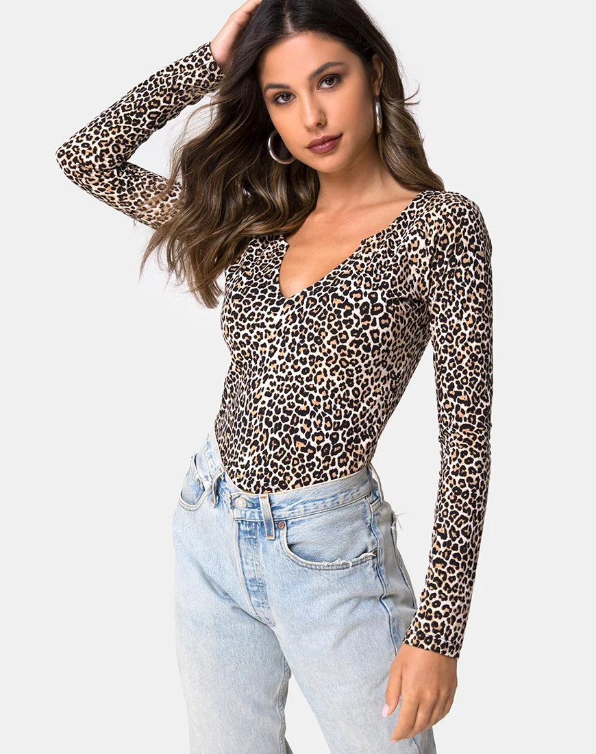 Guanelle Top in Rar Leopard Brown - Awmao