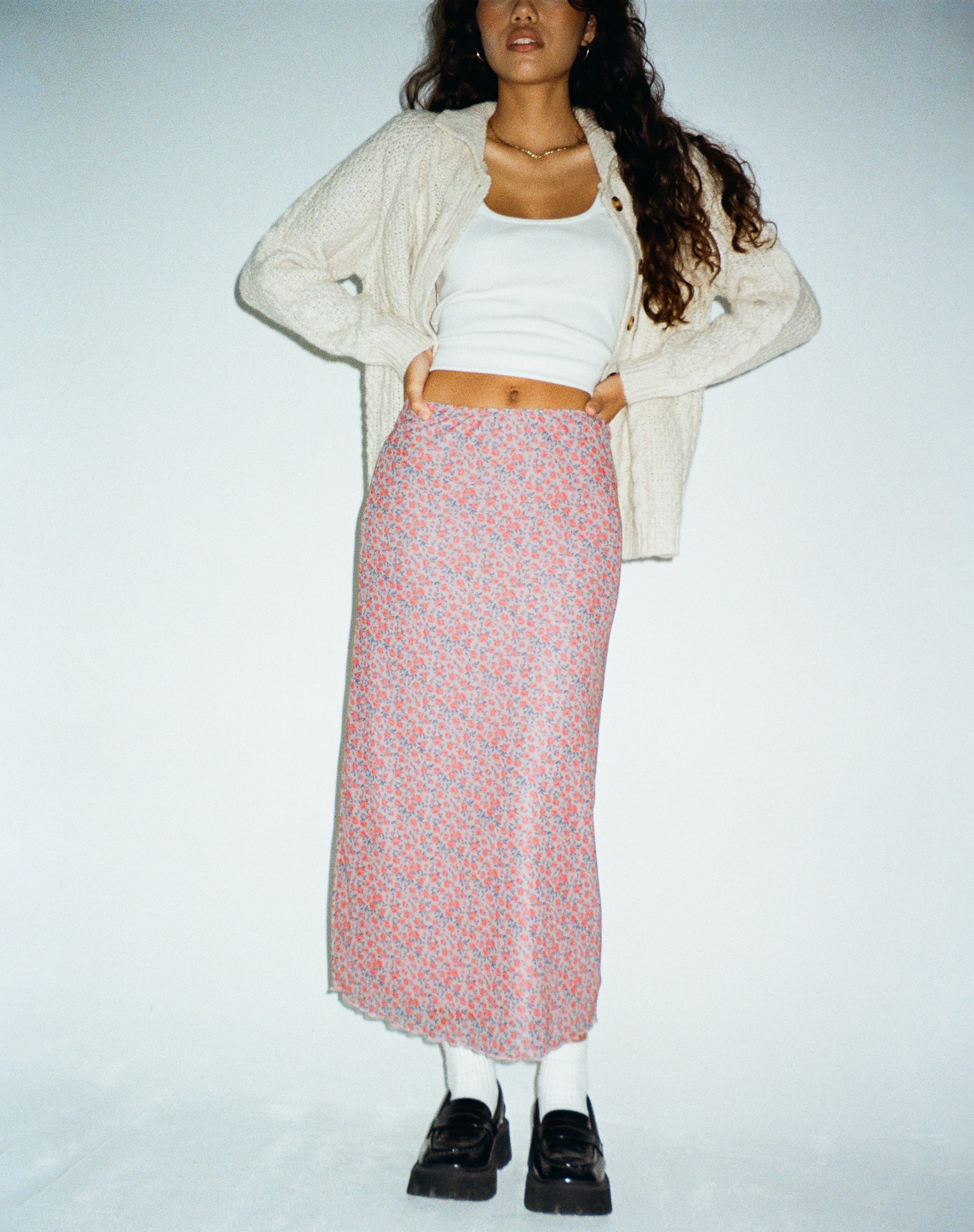 Lassie Maxi Skirt in Spring Rose Dusty Pink - Awmao