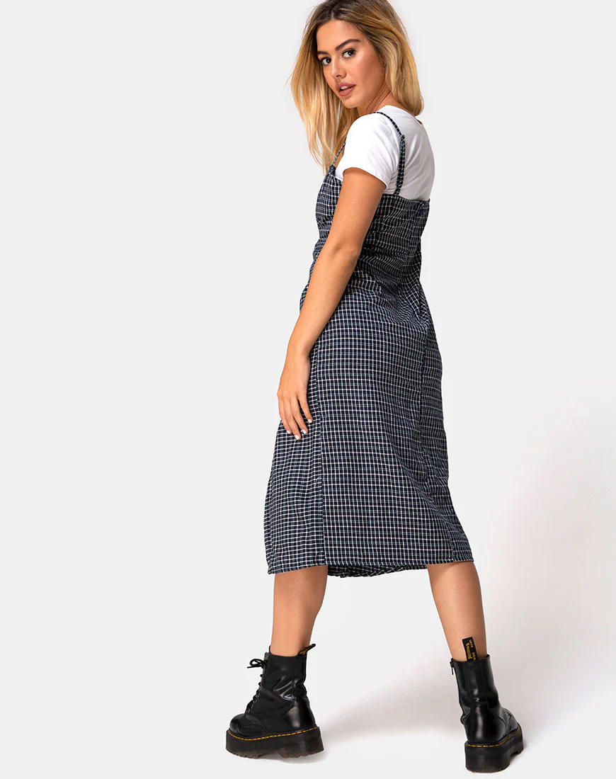 Kaoya Dress in Check Green Black - Awmao