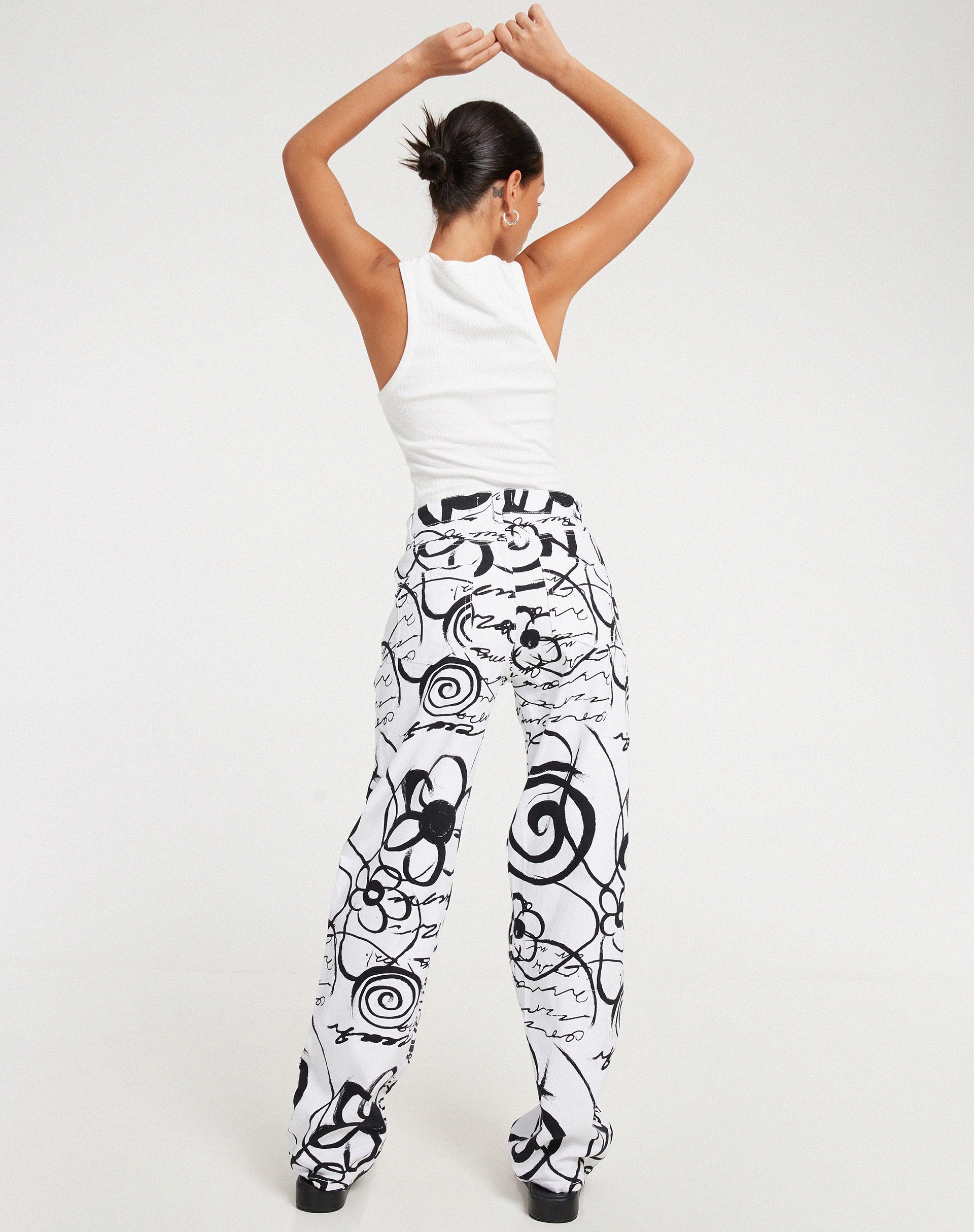 Parallel Jeans in Mono Doodle Black and White - Awmao